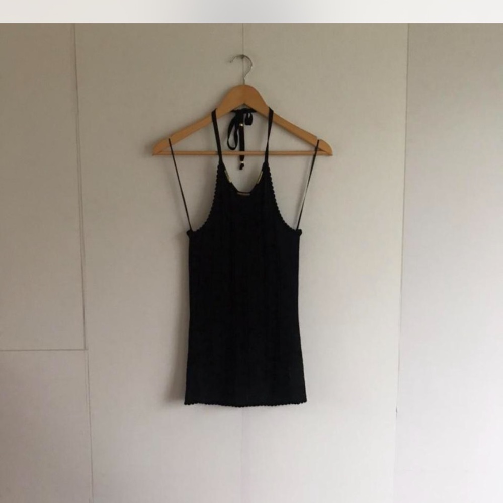 Vintage Guess halter black lace top